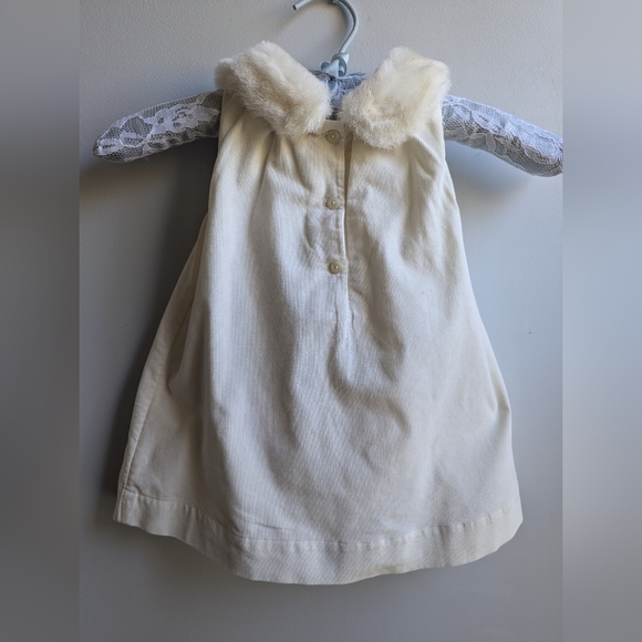NWT...Baby Gap soft faux fur collared sleeveless corduroy dress (18-24 months) - Picture 6 of 11